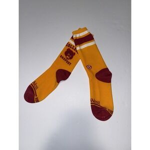 Kanye West College Dropout Crew Socks Yellow Burgundy Adult Unisex Rap Music NEW